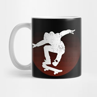 Grunge Urban Skateboarder Graffiti Style - White Silhouette with Burnt Orange Background Mug